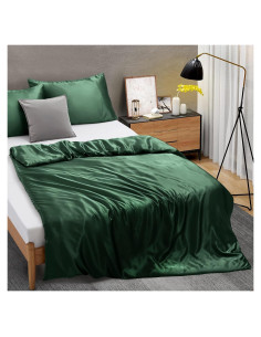 Funda de Edredón Ersmak 152x203 cm Satén Verde Esmeralda