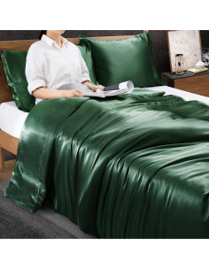 Funda de Edredón Ersmak 152x203 cm Satén Verde Esmeralda 2