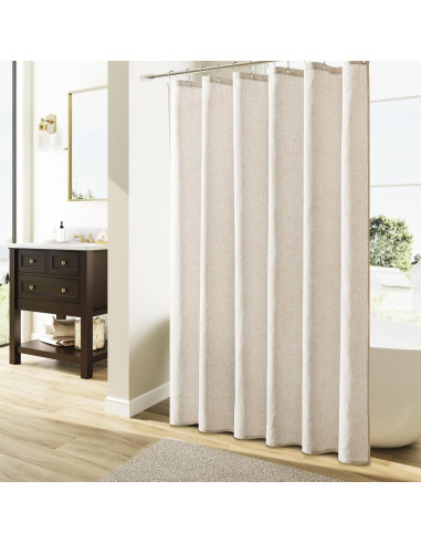 Cortina de Ducha de Lino Naturoom 180x180 cm Beige Boho