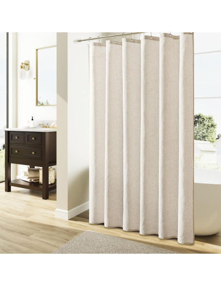 Cortina de Ducha de Lino Naturoom 180x180 cm Beige Boho