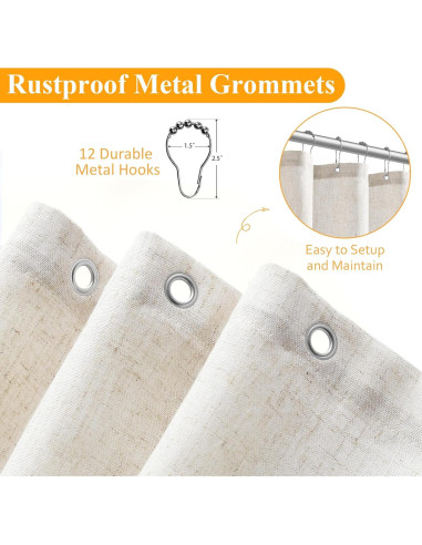 Cortina de Ducha de Lino Naturoom 180x180 cm Beige Boho