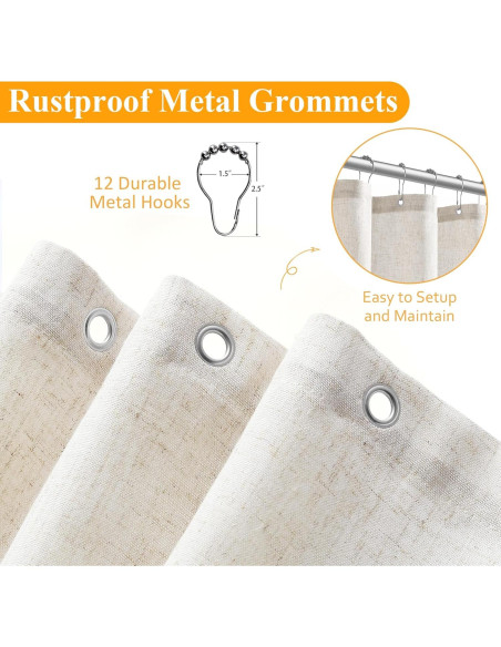 Cortina de Ducha de Lino Naturoom 180x180 cm Beige Boho