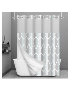 Cortina de Ducha Gris YIATN 180x188 cm Geométrica Impermeable