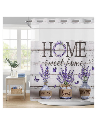 Cortina de Ducha APROPHIC Lavanda 180x190 cm Impermeable