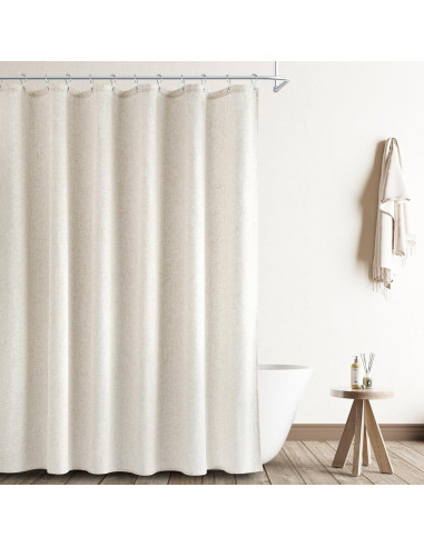 Cortina de Ducha de Lino Naturoom 180x180 cm Beige Boho