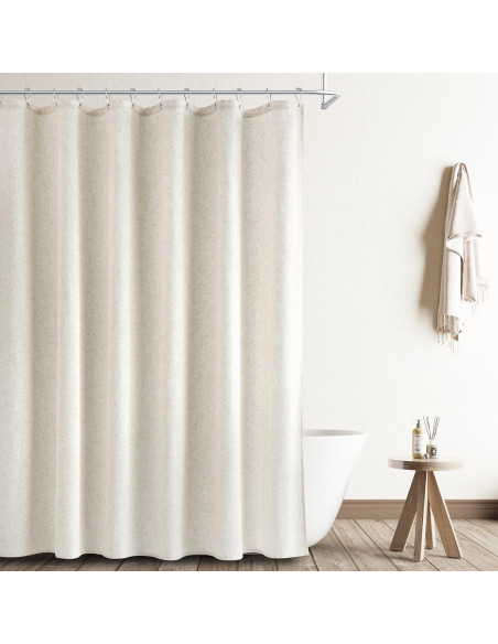 Cortina de Ducha de Lino Naturoom 180x180 cm Beige Boho