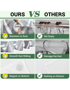 Cortina de Ducha Gris YIATN 180x188 cm Geométrica Impermeable 2