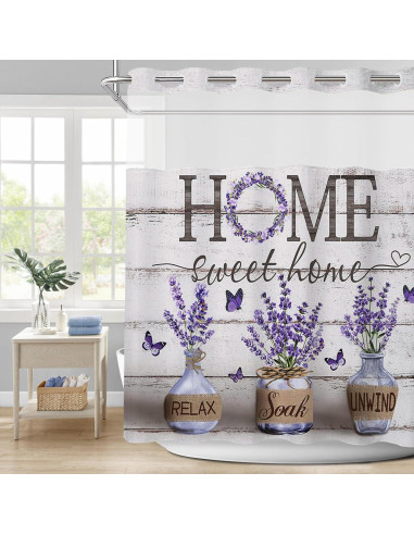 Cortina de Ducha APROPHIC Lavanda 180x190 cm Impermeable