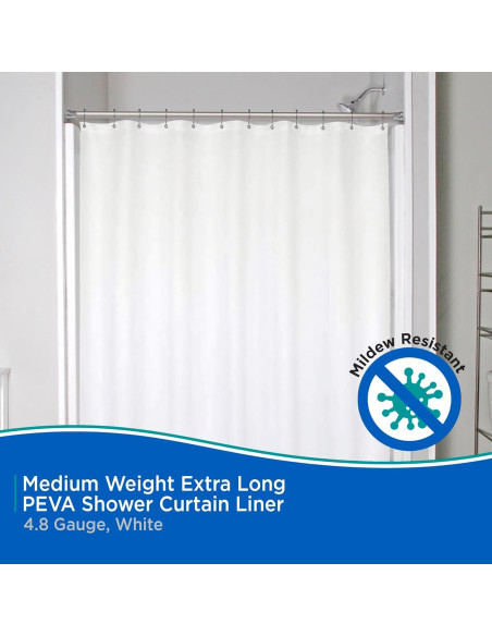 Cortina de Ducha Kenney PEVA Extra Larga 180x198 cm Blanca