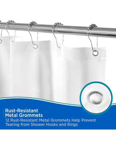 Cortina de Ducha Kenney PEVA Extra Larga 180x198 cm Blanca