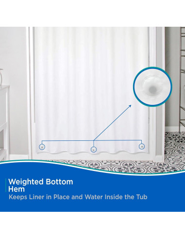 Cortina de Ducha Kenney PEVA Extra Larga 180x198 cm Blanca