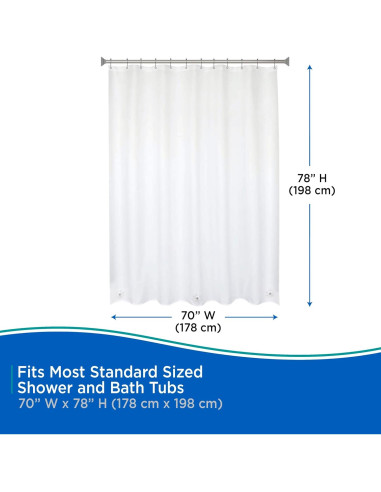 Cortina de Ducha Kenney PEVA Extra Larga 180x198 cm Blanca