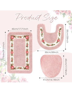 Juego de 3 Alfombrillas de Baño Antideslizantes Drydiet Rosa 2