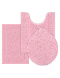 Conjunto 3 Alfombrillas de Baño SHACOS Rosa Antideslizante