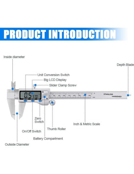 Calibrador Digital de Acero Inoxidable Jiavarry 150 mm LCD