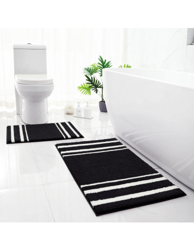 Alfombrillas de Baño HOMEIDEAS 2 Piezas Microfibra Antideslizante