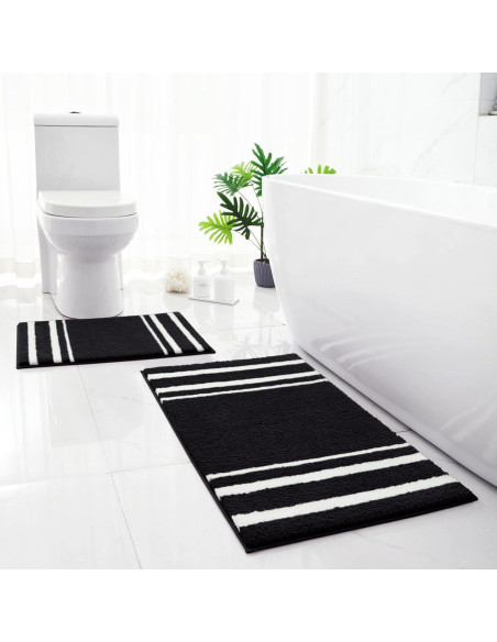 Alfombrillas de Baño HOMEIDEAS 2 Piezas Microfibra Antideslizante