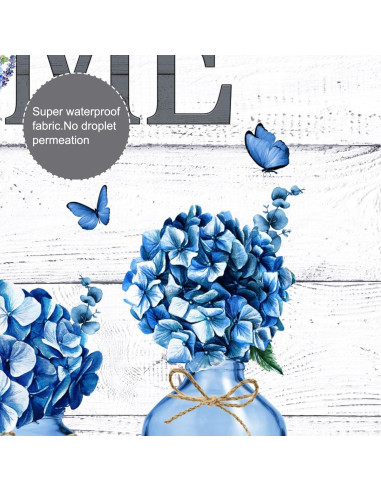 Conjunto de Cortina de Ducha ALEXEX 4 Piezas Azul Floral 182.88 cm