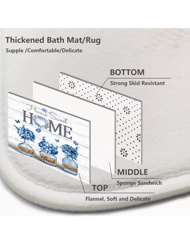 Conjunto de Cortina de Ducha ALEXEX 4 Piezas Azul Floral 182.88 cm