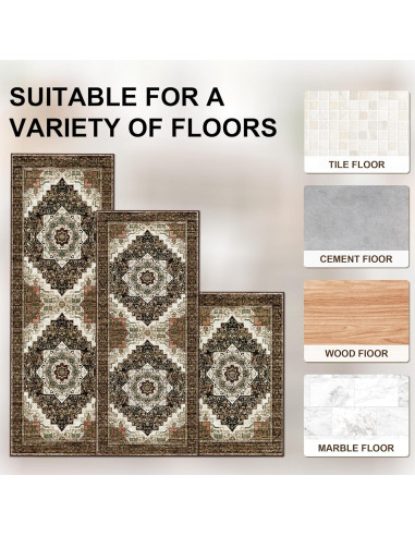 Juego de 3 Alfombrillas de Cocina Antideslizantes Tritard 100% Lavables