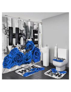 Juego de Cortinas de Ducha Yddsky 4 Piezas Rosa Azul Impermeable