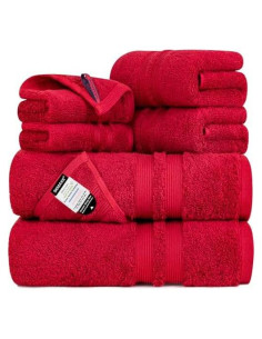 Conjunto de Toallas SEMAXE 6 Piezas 100% Algodón Rojo 600GSM