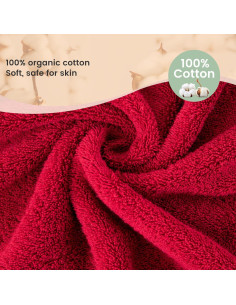 Conjunto de Toallas SEMAXE 6 Piezas 100% Algodón Rojo 600GSM 2
