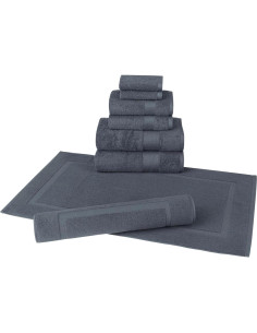 Juego de Toallas de Lujo 8 Piezas Toallas Más Allá 100% Algodón Turco Gris 2