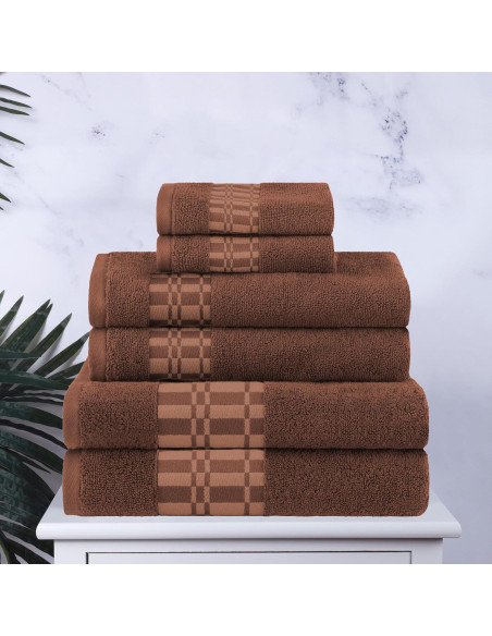 Juego de Toallas de Algodón Superior Larissa 6 Piezas Chocolate
