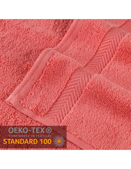 Juego de Toallas de Baño Superior Zero Twist 100% Algodón 6 Piezas Coral