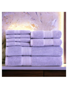 Juego de Toallas de Baño Luzia 8 Piezas 100% Algodón Turco Lavanda