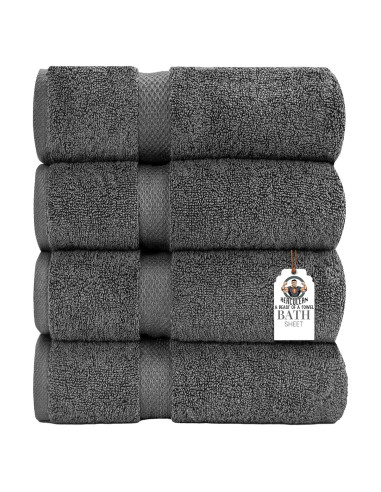 Sábanas de baño HERCULEAN 76.2x152.4 cm Pack 4 Algodón 100% Gris