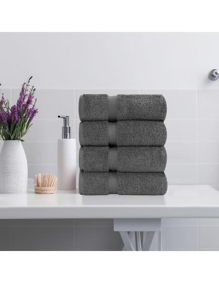 Sábanas de baño HERCULEAN 76.2x152.4 cm Pack 4 Algodón 100% Gris