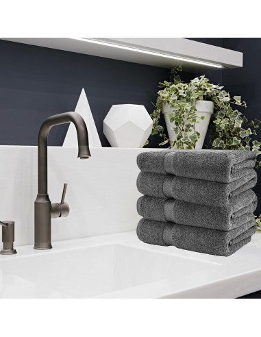 Sábanas de baño HERCULEAN 76.2x152.4 cm Pack 4 Algodón 100% Gris
