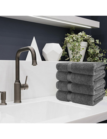 Sábanas de baño HERCULEAN 76.2x152.4 cm Pack 4 Algodón 100% Gris