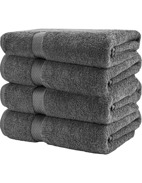 Sábanas de baño HERCULEAN 76.2x152.4 cm Pack 4 Algodón 100% Gris