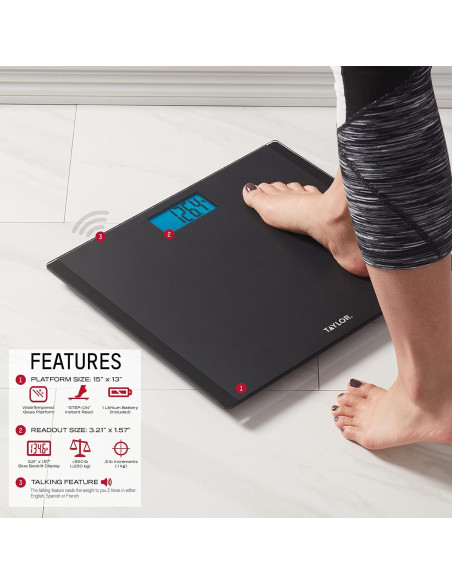 Báscula Digital Hablante Taylor 249.48 kg Pantalla LCD