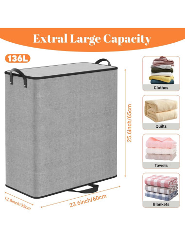 Cesta de lavandería doble SmartTrends 136L gris con tapa