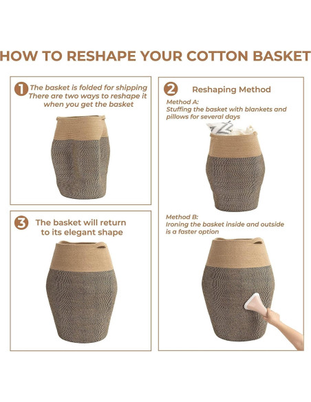 Cesta de Ropa de Yute Goodpick 65x45 cm 105L Colapsable