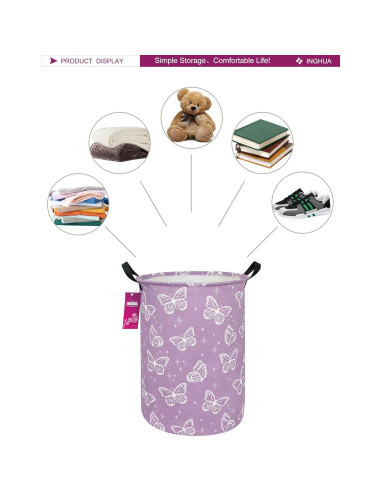 Cesta de lavandería grande INGUA 50L colapsable mariposa