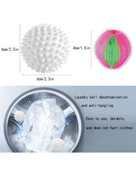 Set de 6 Pelotas de Secadora y 4 Removedores de Pelo Xxshcdz Set de 6 Pelotas de Secadora y 4 Removedores de Pelo Xxshcdz