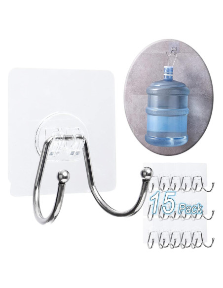 Paquete de 15 Ganchos Adhesivos CenterZ Doble Grande 15 kg