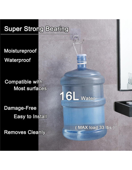 Paquete de 15 Ganchos Adhesivos CenterZ Doble Grande 15 kg