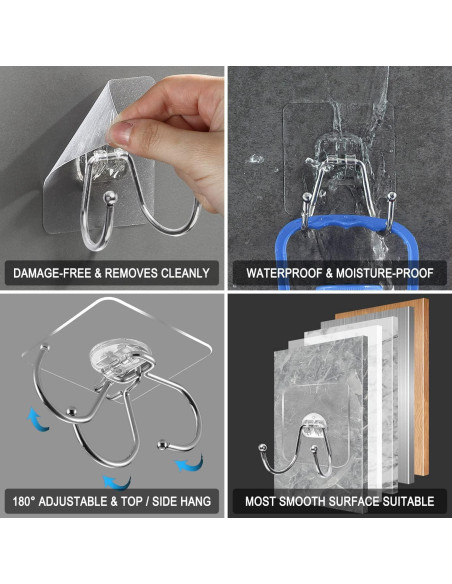 Paquete de 15 Ganchos Adhesivos CenterZ Doble Grande 15 kg