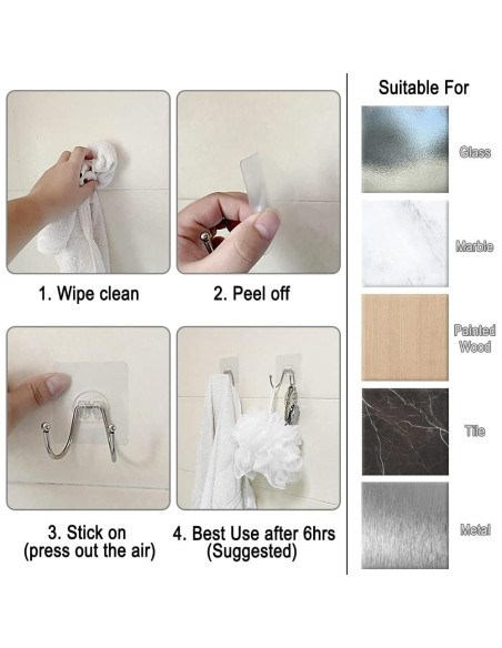 Paquete de 15 Ganchos Adhesivos CenterZ Doble Grande 15 kg