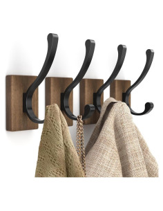 Ganchos de Madera Bussdis - Paquete de 4 Ganchos Resistentes