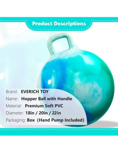 Bola Saltarina EVERICH 38 cm con Mango - Juguete Inflable para Niños