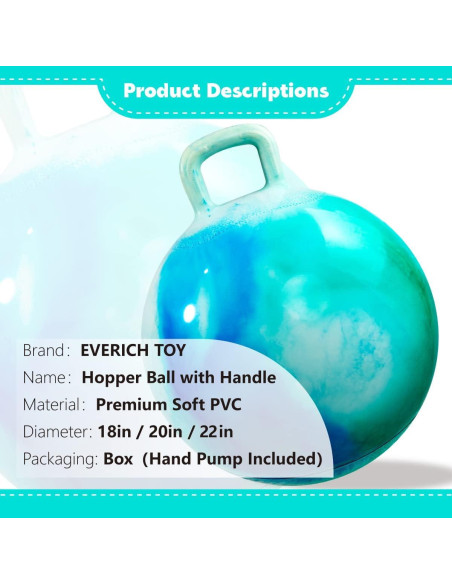 Bola Saltarina EVERICH 38 cm con Mango - Juguete Inflable para Niños