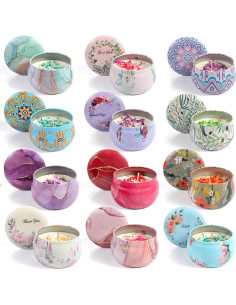 Juego de 12 Velas Aromáticas de Cera de Soja con Flores Secas 2