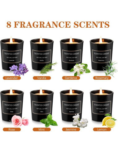Set de 8 Velas Aromáticas Qizeion Cera de Soja 99g